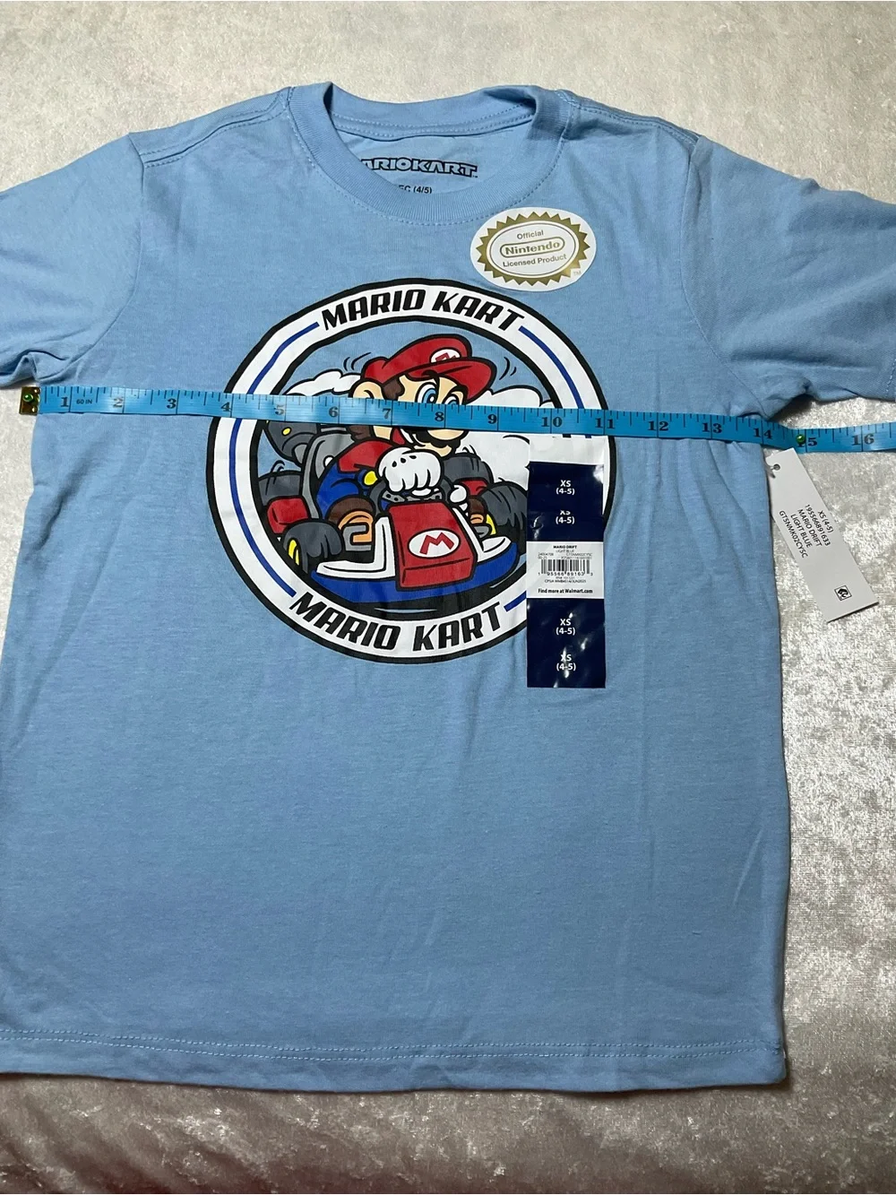Nintendo Mario Kart Graphic Tee - Light Blue with Red Accents